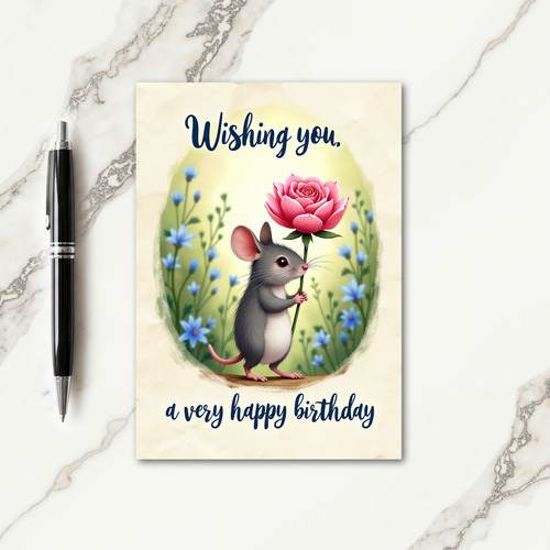 Sweet Birthday Creature Rose Card