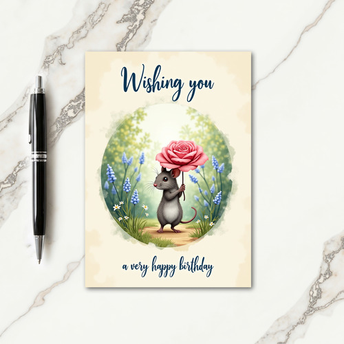 Sweet Birthday Critter Rose Card