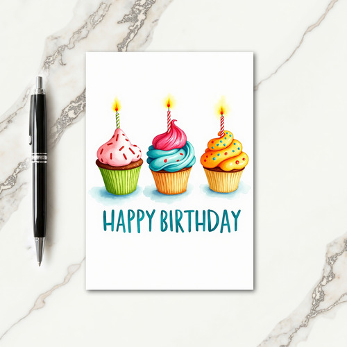 Sweet Birthday Cupcake Trio Card