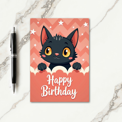 Sweet Birthday Curious Feline Card