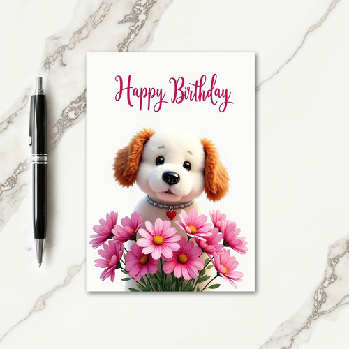 Sweet Birthday Dog Flower Card