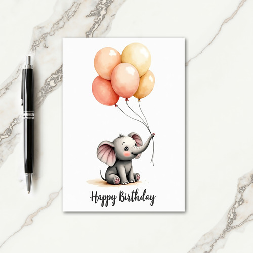 Sweet Birthday Elephant Balloon Card