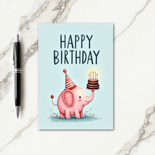 Sweet Birthday Elephant Cake Card