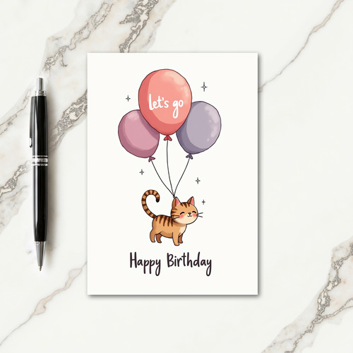 Sweet Birthday Feline Balloon Card