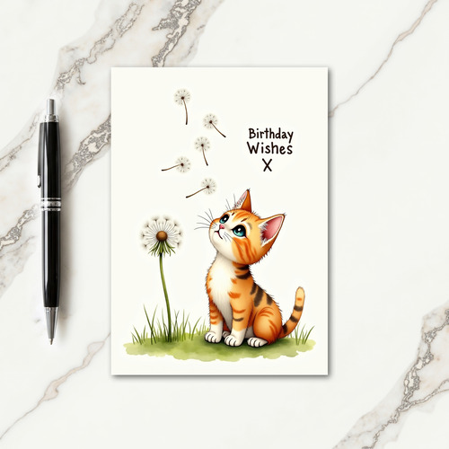 Sweet Birthday Feline Dandelion Card