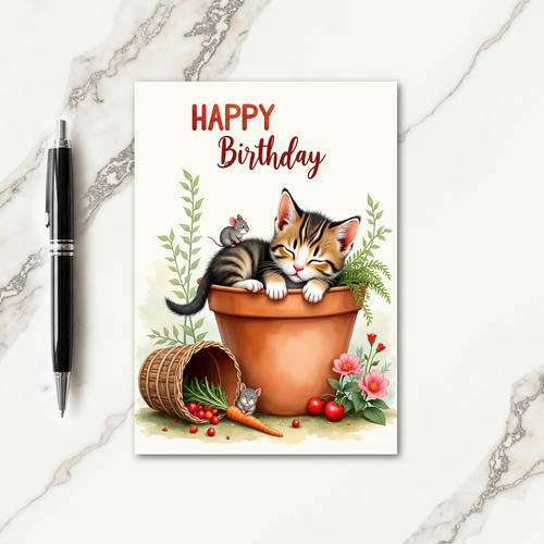 Sweet Birthday Feline Nap Card