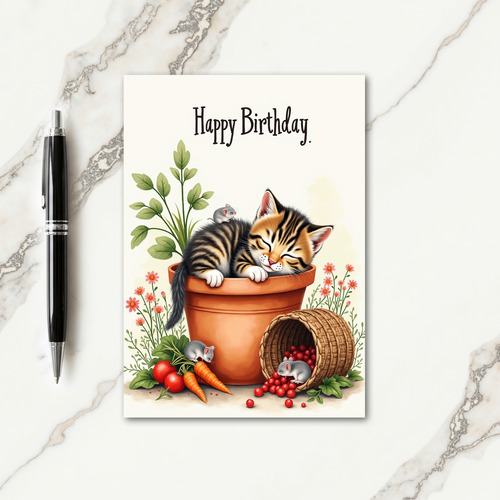 Sweet Birthday Feline Scene Card