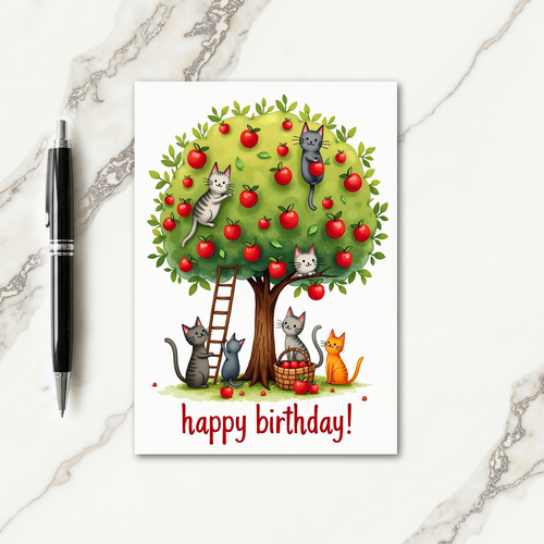 Sweet Birthday Feline Tree Card