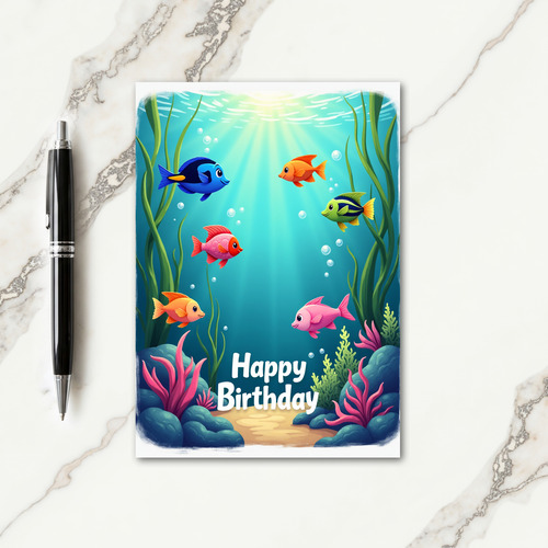 Sweet Birthday Fish Illustration Card