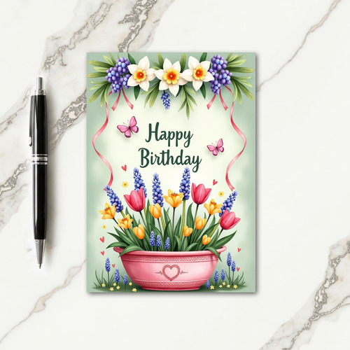 Sweet Birthday Floral Butterfly Card