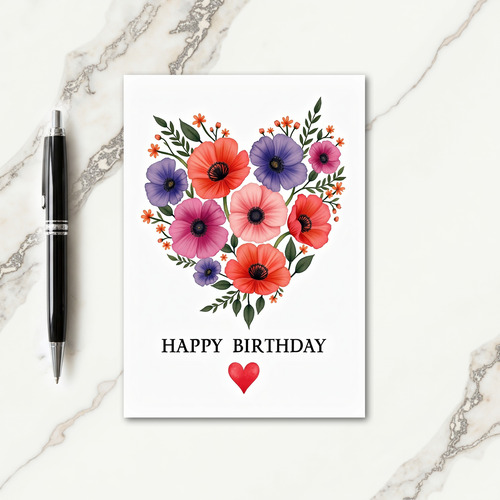 Sweet Birthday Floral Heart Card