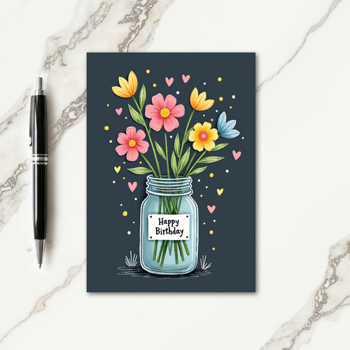 Sweet Birthday Floral Jar Card