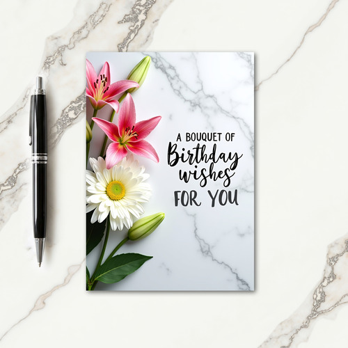 Sweet Birthday Floral Marble Card