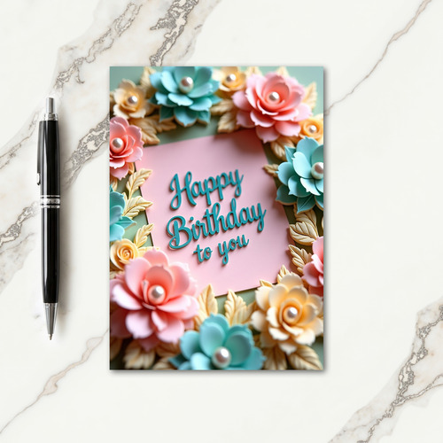 Sweet Birthday Floral Pearl Card