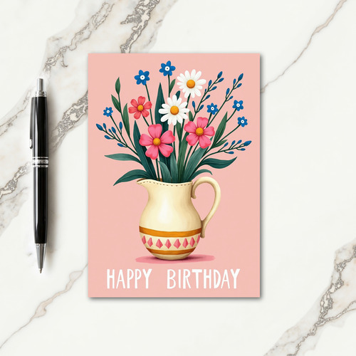 Sweet Birthday Floral Pitcher Card