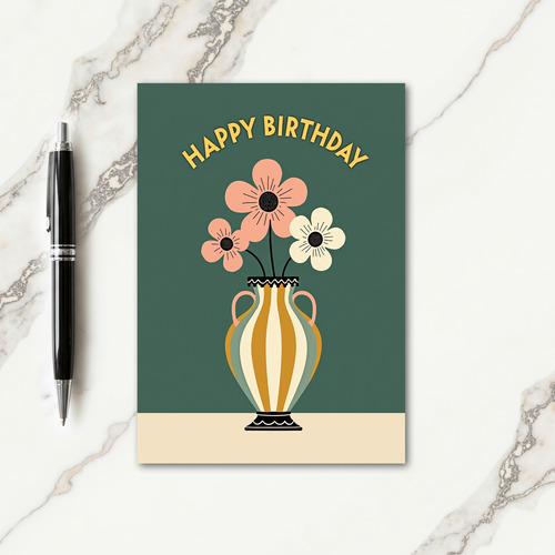 Sweet Birthday Floral Vase Card