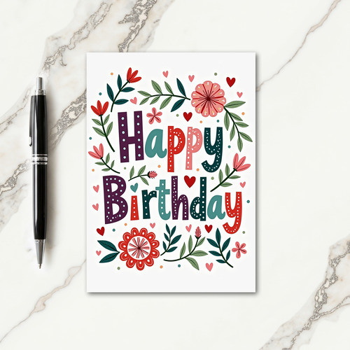 Sweet Birthday Floral Wreath Card
