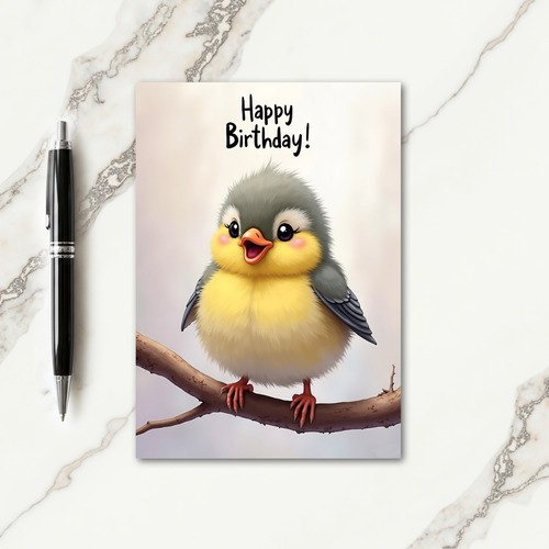 Sweet Birthday Fluffy Bird Card