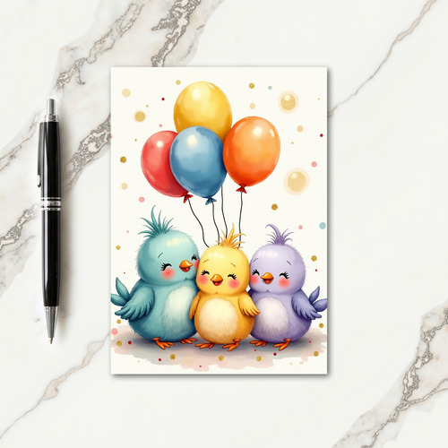Sweet Birthday Fluffy Birds Card