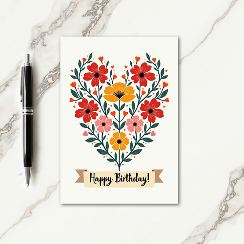 Sweet Birthday Folk Art Floral Card