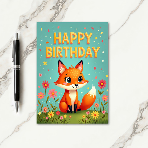 Sweet Birthday Fox Art Card