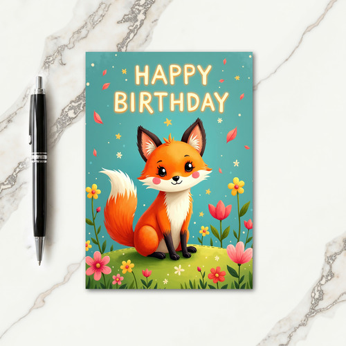 Sweet Birthday Fox Card