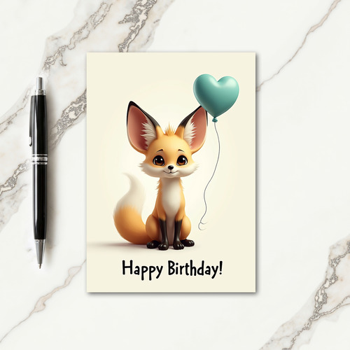 Sweet Birthday Fox Illustration Card