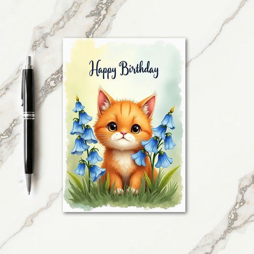 Sweet Birthday Ginger Cat Card