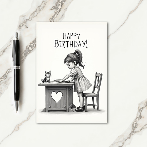 Sweet Birthday Girl Cat Card