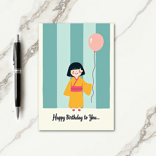 Sweet Birthday Girl Illustration Card