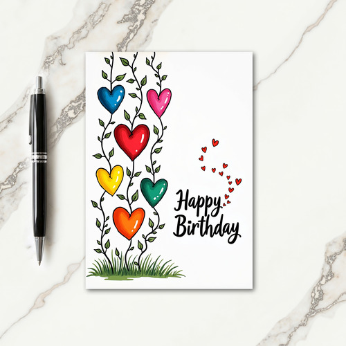 Sweet Birthday Glossy Hearts Card