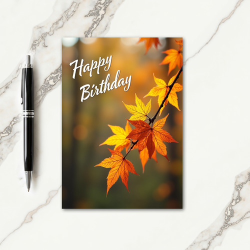 Sweet Birthday Golden Leaves Card
