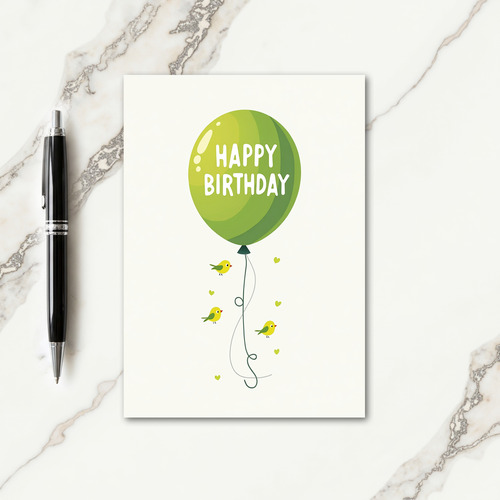 Sweet Birthday Green Balloon Card