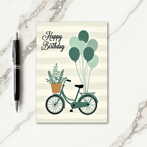 Sweet Birthday Green Bicycle Card