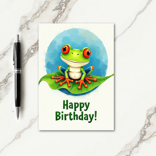 Sweet Birthday Green Frog Card