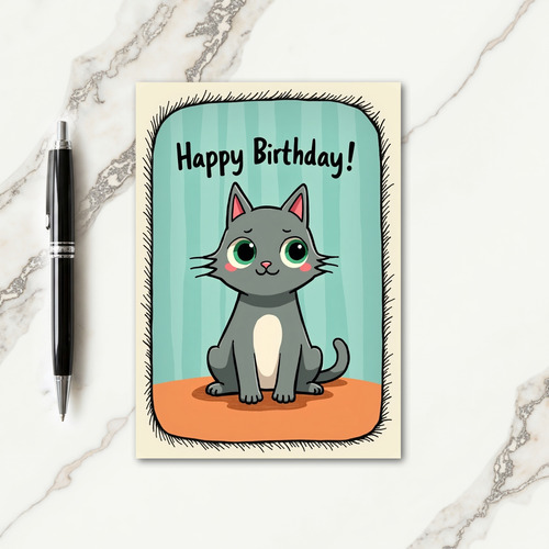 Sweet Birthday Grey Cat Card