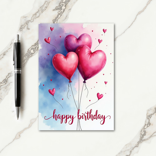 Sweet Birthday Heart Balloons Card