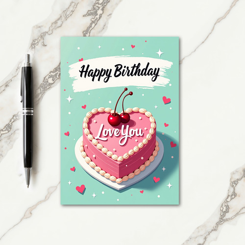Sweet Birthday Heart Cake Card