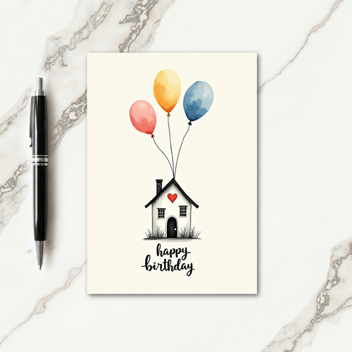 Sweet Birthday House Heart Card