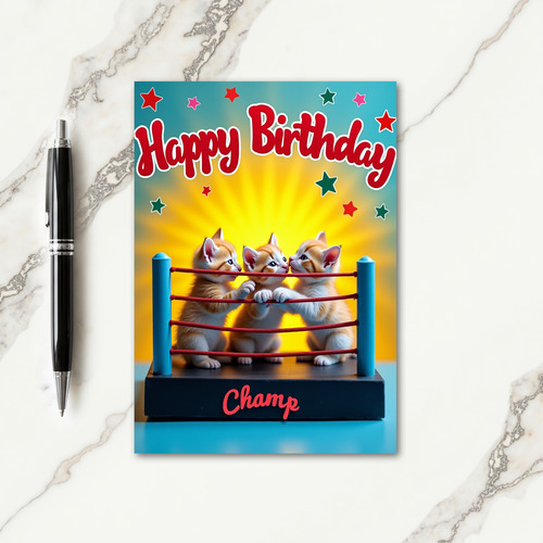 Sweet Birthday Kitten Ring Card