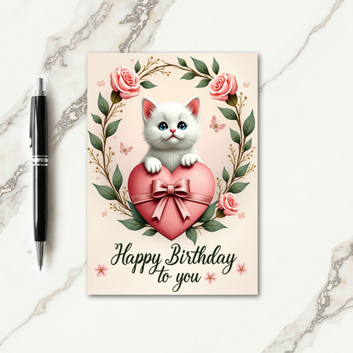 Sweet Birthday Kitten Roses Card