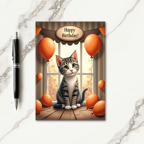 Sweet Birthday Kitten Window Card