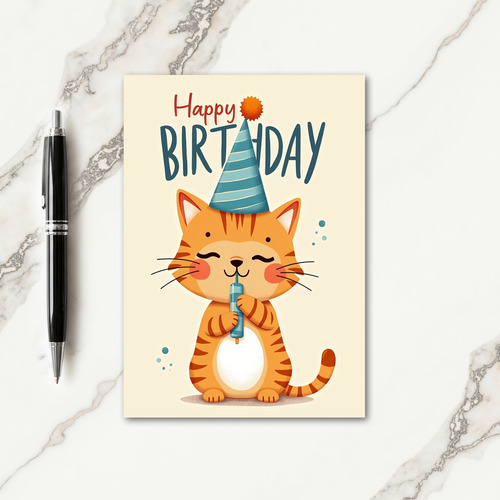 Sweet Birthday Kitty Illustration Card