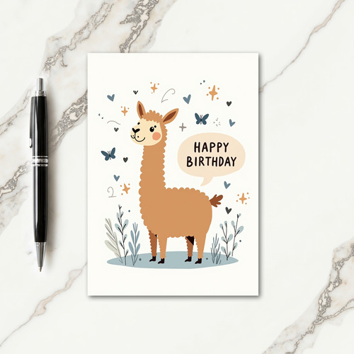 Sweet Birthday Llama Art Card