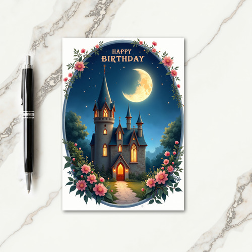 Sweet Birthday Moonlit Castle Card