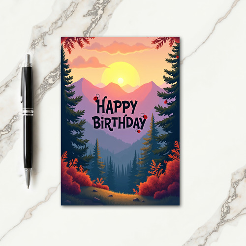 Sweet Birthday Mountain Sunset Card
