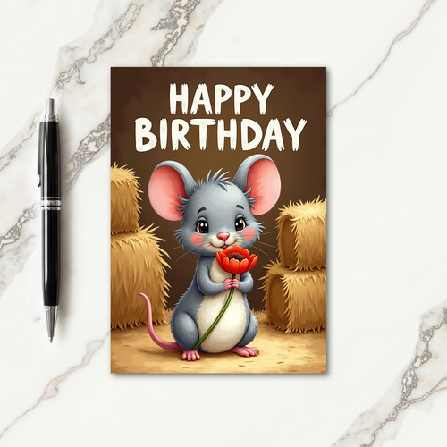 Sweet Birthday Mouse Blossom Card