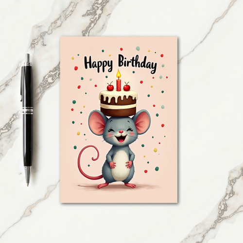 Sweet Birthday Mouse Cake Card