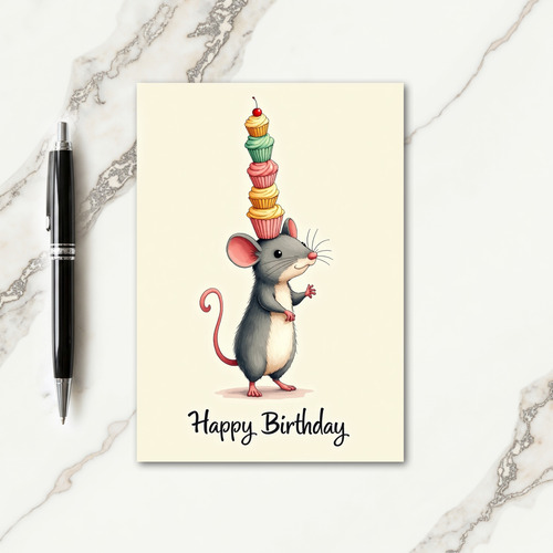 Sweet Birthday Mouse Cupcake Card