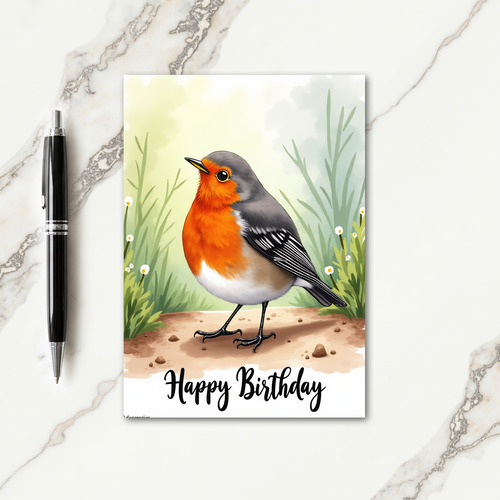 Sweet Birthday Orange Bird Card